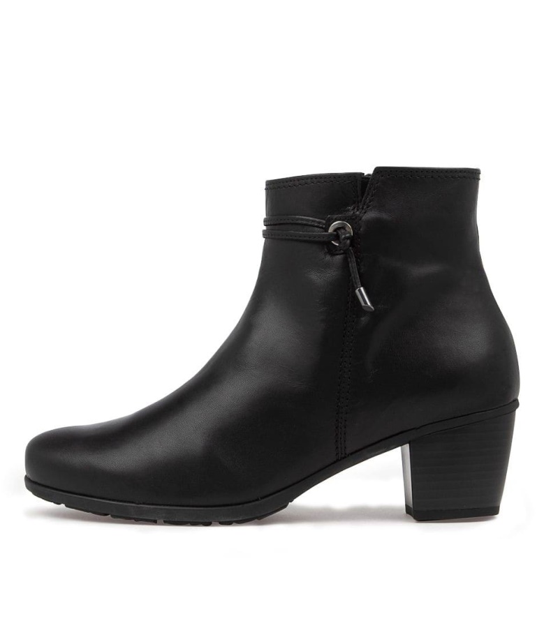 Gabor Rena Schwarz Leather Ankle Boots